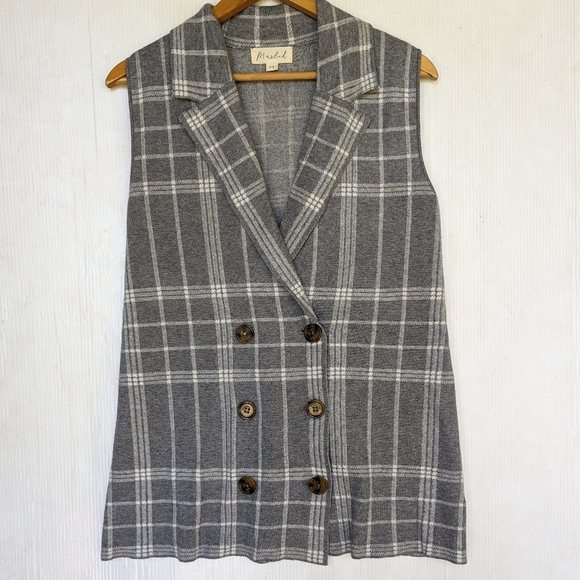 MARLED gray plaid cardigan sweater vest - Picture 9 of 10
